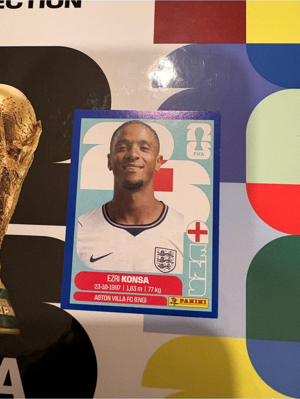 Panini FIFA World Cup 2026 Sticker Ezri Konsa Aston Villa FC ENG 5 Blue Parallel